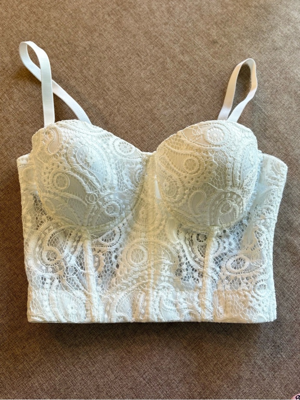 Lace Longline Bustier Bra - White